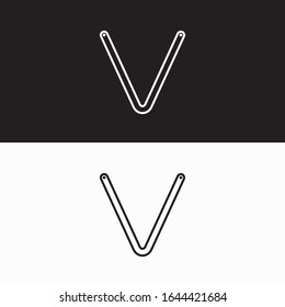 V Initial Logo Icon Outline Dots Side