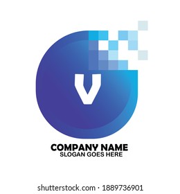 V Initial logo template vector