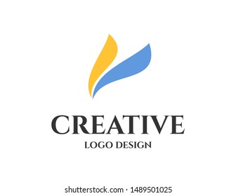 V initial logo vector design template. simple curve letter v design. logo for business, company, brand