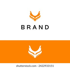 V initial logo vector , fox illustration symbol e sport game club comunity clip art sign editable
