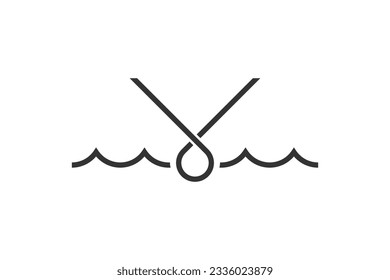 V initial logo water wave icon symbol line style