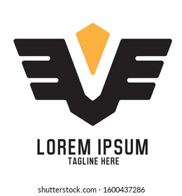 V initial and wings vector illustration, good for team sport , fitness Gym logo and business company logo