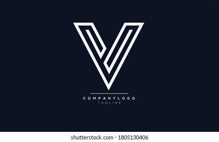 V iniciales logotipo del alfabeto de texto de letra monograma