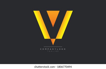 V iniciales diseño del logotipo del alfabeto de texto de letra monográfica