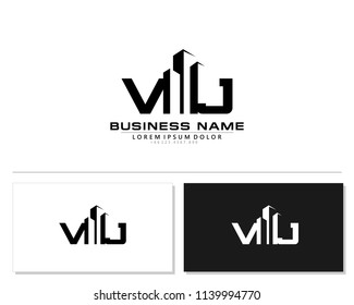V J Initial building logo concept