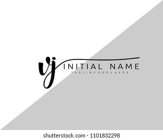 V J Initial handwriting logo vector. Hand lettering for designs.