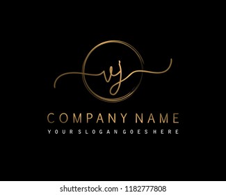 V J Initial handwriting logo vector