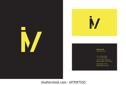 I V joint logo letter design with business card template