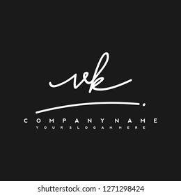 V K Initial handwriting logo vector