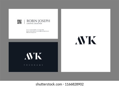 A V K Letters Joint logo icon and business card template vector.