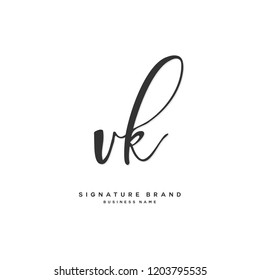 V K VK Initial letter handwriting and  signature logo concept design