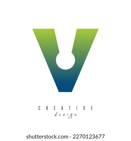 V with keyhole icon unique logo design