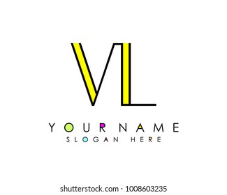 V & L initial minimalist logo template vector