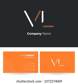 V & L joint logo stroke letter design with business card template