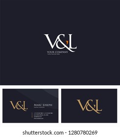 V & L letters Joint logo icon and Business card vector template.