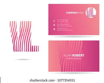 V & L waves letter design with business card template