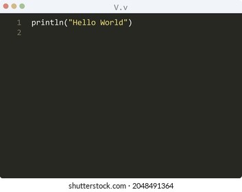 V Language Hello World Program Sample In Editor Window