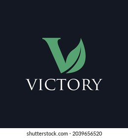 Diseño del logotipo minimalista de hoja de hoja V