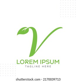 V leaf green Logo Design Vector Template In Modern Creative Minimal Style