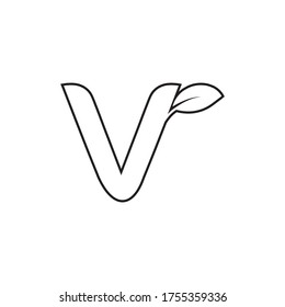V vectores de diseño de logotipo de líneas de letra hoja