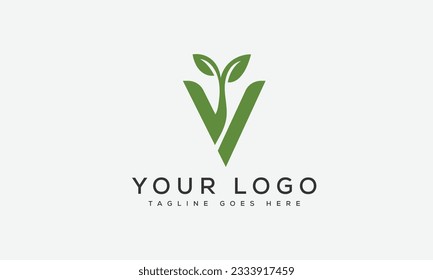 V leaf letter Logo Design vector Template.