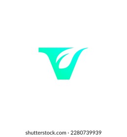 V Leaf Logo Design. V Growth Icon. Leaf Symbol