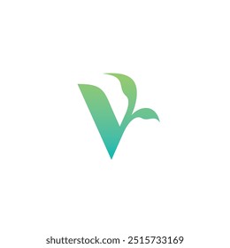 Diseño de Logo Orgánico V Leaf. Letra V Hojas