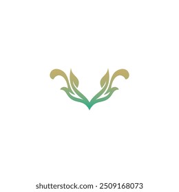 V Leaf Organic Logo Vector