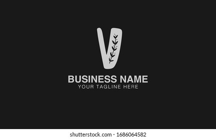 v leaf Unique Minimal Style golden and black colour initial based logo design vector illustrator