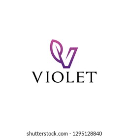 V Leaf Violet Logo Design Inspiration - vector