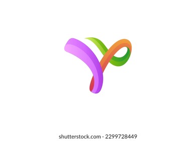 V letter 3D abstract logo design with colorful gradient