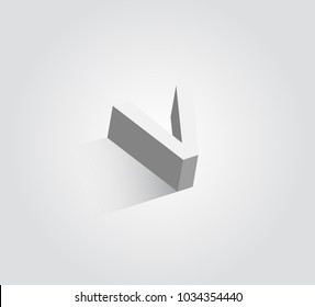 V Letter 3d Logo Design Vector