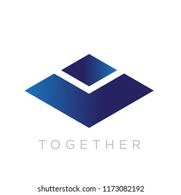 V Letter 3D Square Diamond Logo