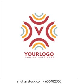 V letter abstract logo design template. Line vector symbol. Premium elegant sign mark icon