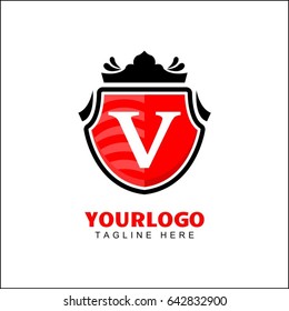 V letter. Abstract symbol of shield. Shield icon. Security company logo. Abstract symbol of security. 