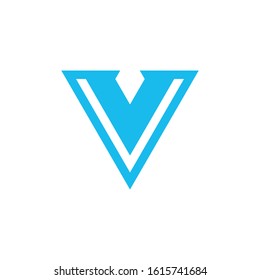V Letter or arrow Logo design. Geometric triangle arrow template. Technology business identity concept. Creative corporate template. Stock Vector illustration isolated on white background.