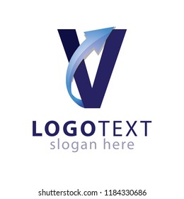V Letter Arrow Logo Element