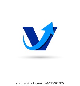 V Letter with Arrow Logo Template Illustration Vector Design