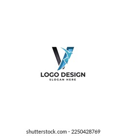 V Letter with bird abstract logo design vector illustration