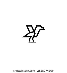 V letter and bird combination logo design.