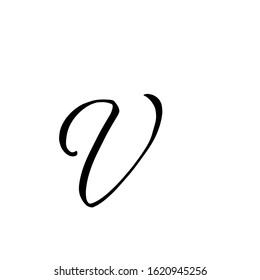 V letter brushstyle handwritten vector