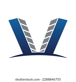 V letter building logo template 1