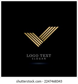 V Letra y marca de verificación Logo. Plantilla de vectores de iconos y símbolos.
