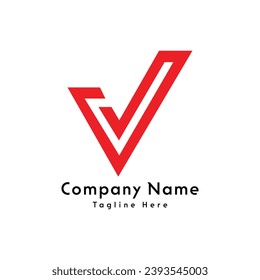 V letter check mark shape logo design icon