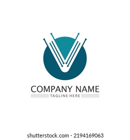 V Buchstabe und Checkliste Logo Vorlage Vektorsymbol