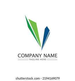 V Letra y lista de verificación Ilustración del vector de plantilla de logotipo