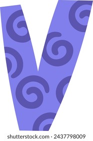 V Letter Childish Alphabet Vector Illustration