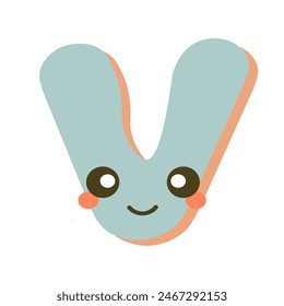  V letter Childish Alphabet Vector Illustration 