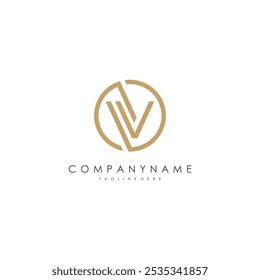 V letter circle logo vector. logo template