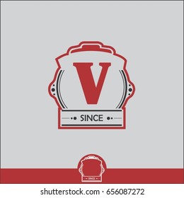 V letter classic art deco. Luxury vintage vector monogram, frame , border , label for your logo badge or crest